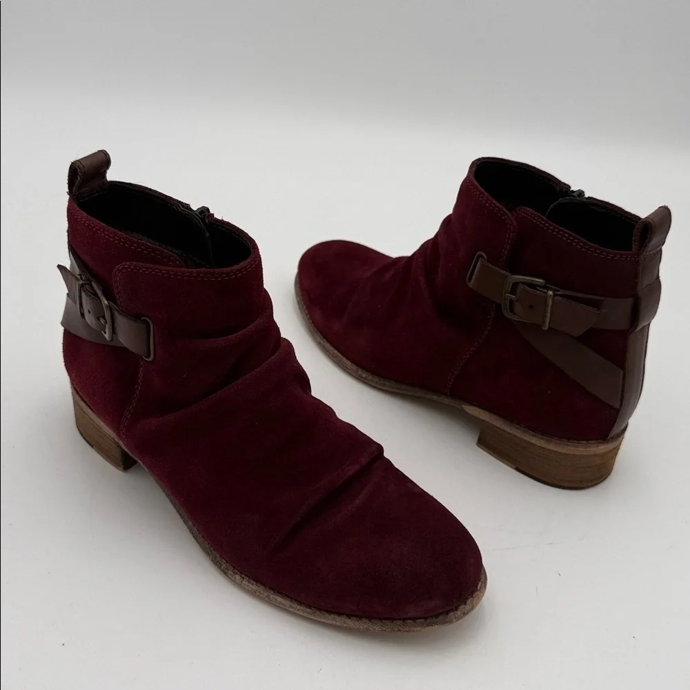 Diba true Women's Burgundy Ankle combat Boots women 8 leather suede casual Y2K